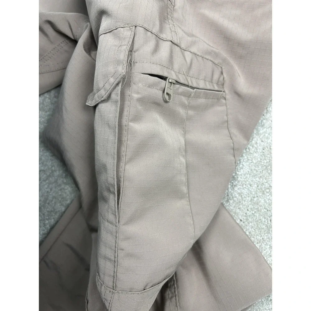 Beige Cargo Pants‎ Mens 36x32 Nylon Elastic Waist Lightweight Pockets Casual
